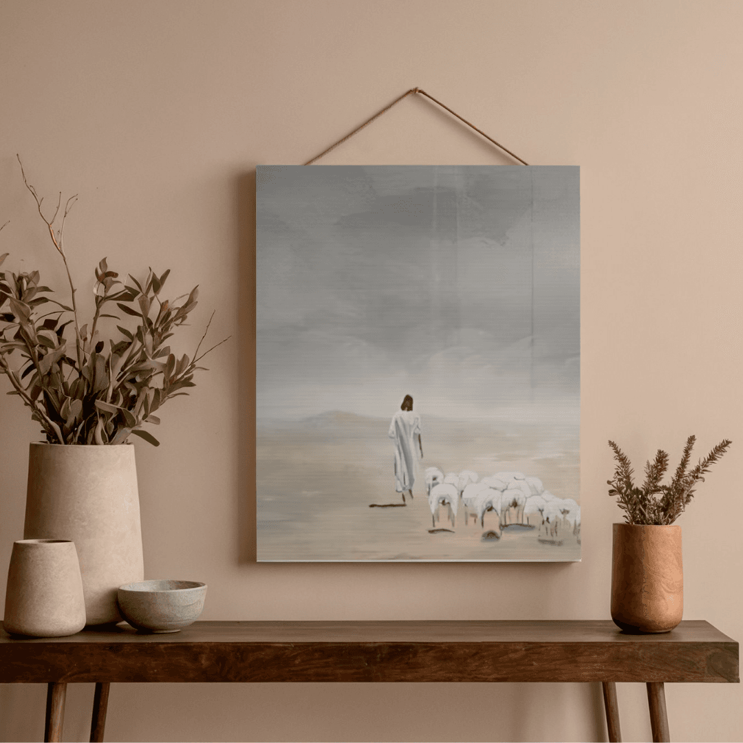 Jesus with Flock - Canvas Print - Vertical