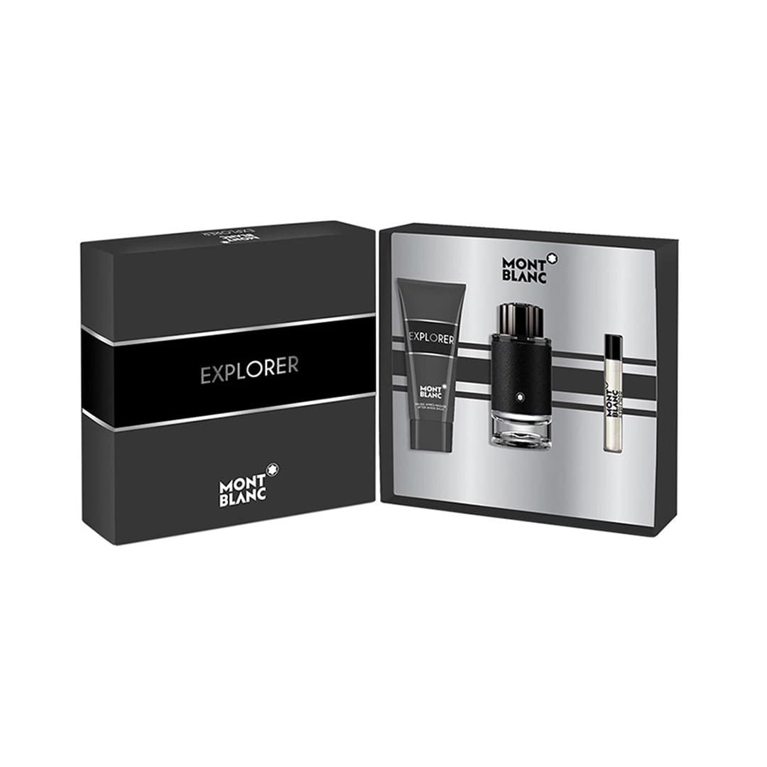 Montblanc Explorer Men Gift Set (3.3-oz .Eau de Parfum Spray, 0.25-oz. Travel Spray, 3.3-oz. After Shave Balm)